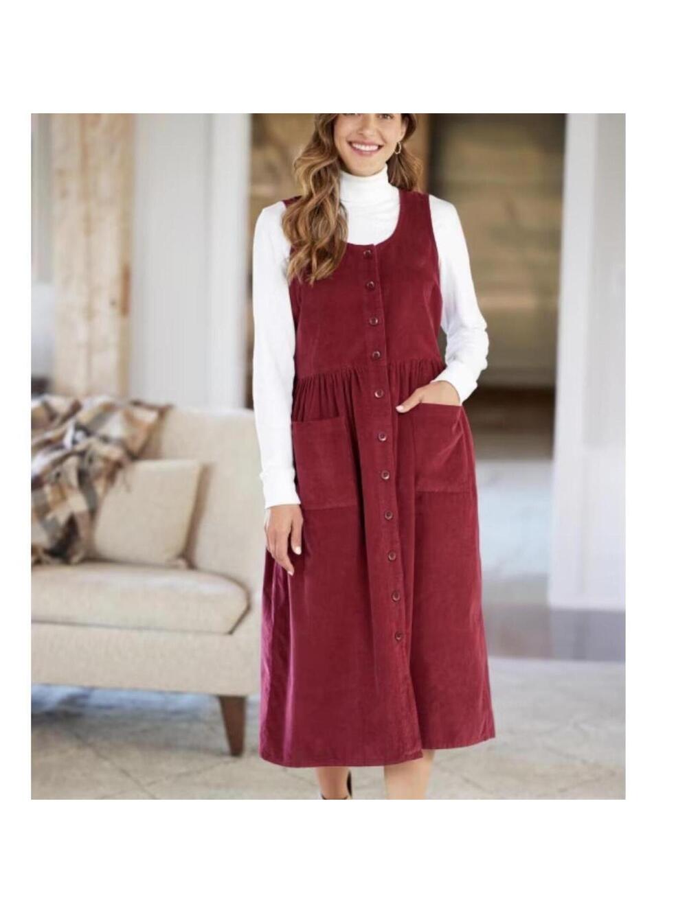 NWT Vermont Country Store Burgundy Corduroy Jumper size XS - Picture 8 of 8
